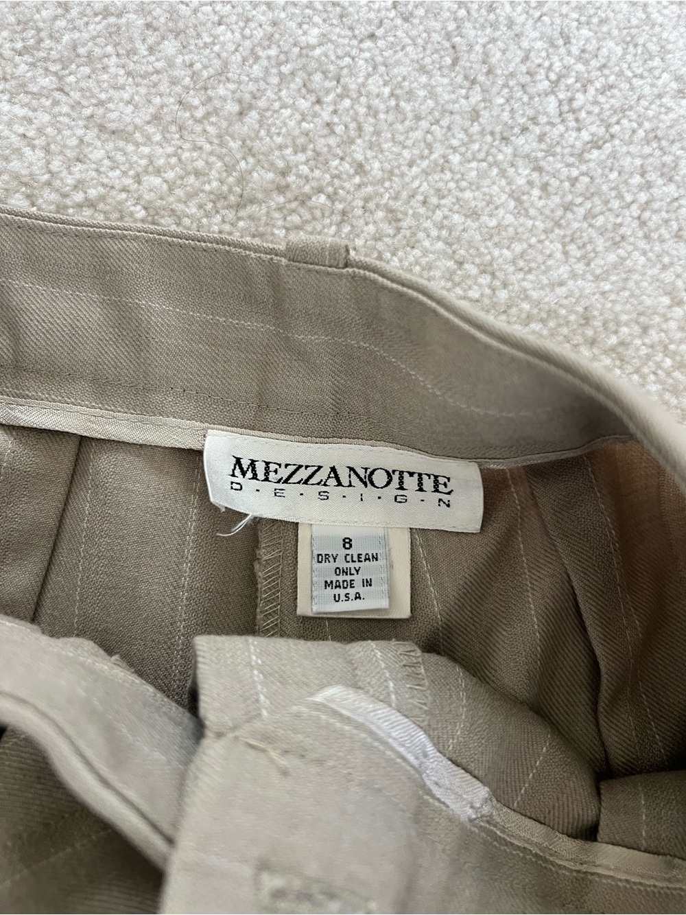 High-Rise Taupe Pinstripe Pleated Women's Trousers - Picture 3 of 7